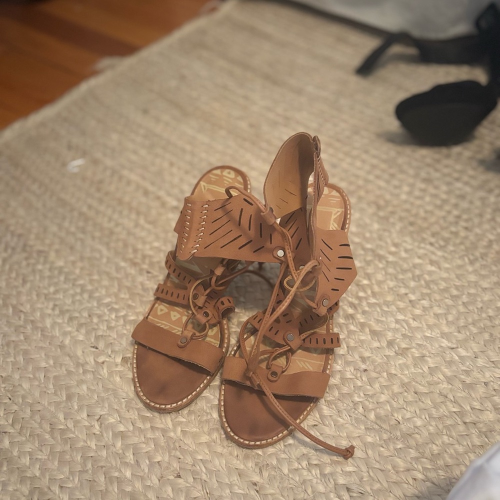 Brown Lace-Up Heels